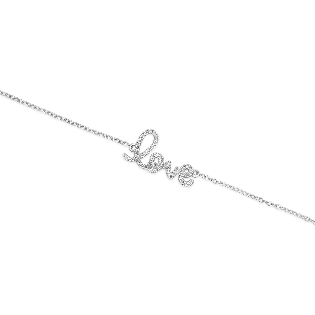 14K White Gold Diamond "Love" Bracelet – .016 CTW