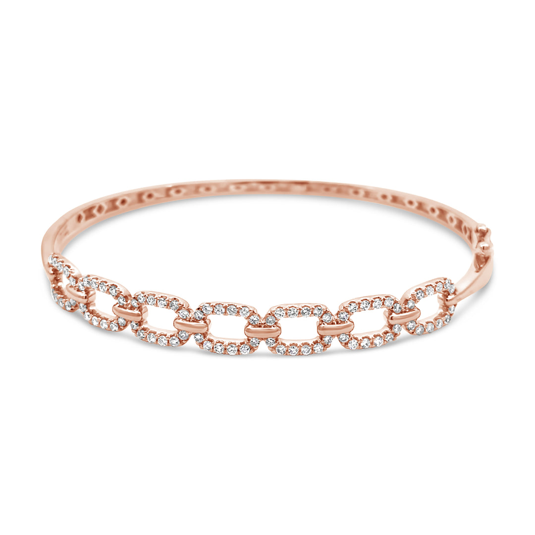 14K Rose Gold Diamond Link Bangle Bracelet (.85ctw G-H VS2-SI1)
