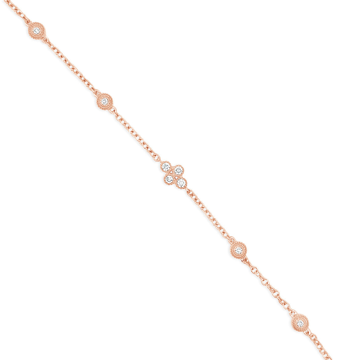 14K Rose Gold Diamond Station Bracelet
