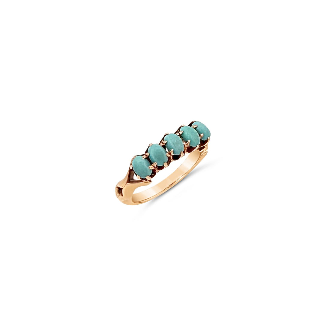 10K Yellow Gold Victorian Turquoise Band