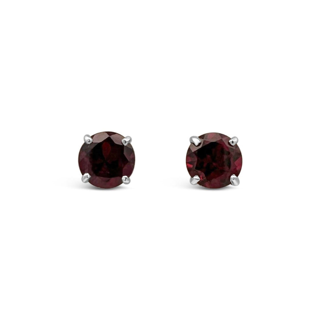 14K White Gold Garnet Earrings
