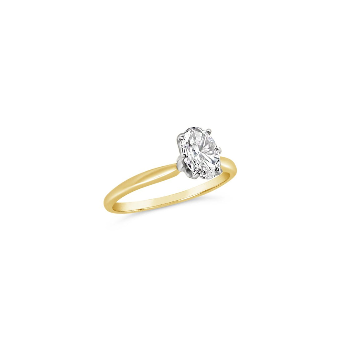 14K Yellow Gold .75CT Oval Diamond Estate Engagement Ring