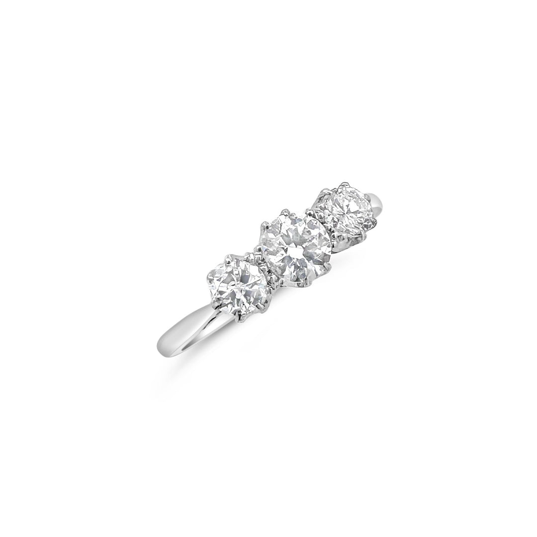 Platinum and 18K White Gold .45ctw Old Mine Cut Diamond Engagement Ring