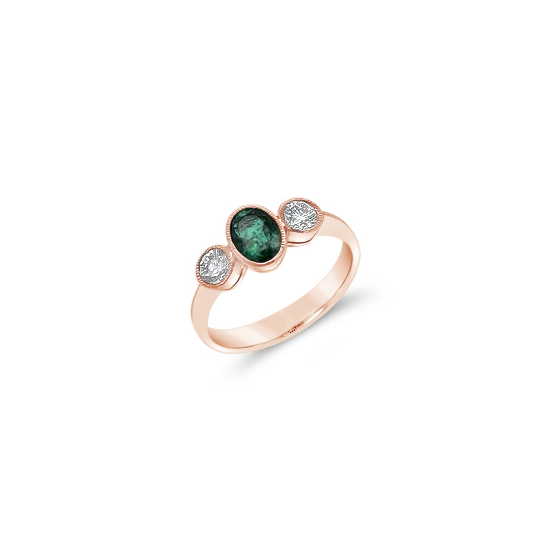 18K Yellow Gold Emerald Bezel Ring