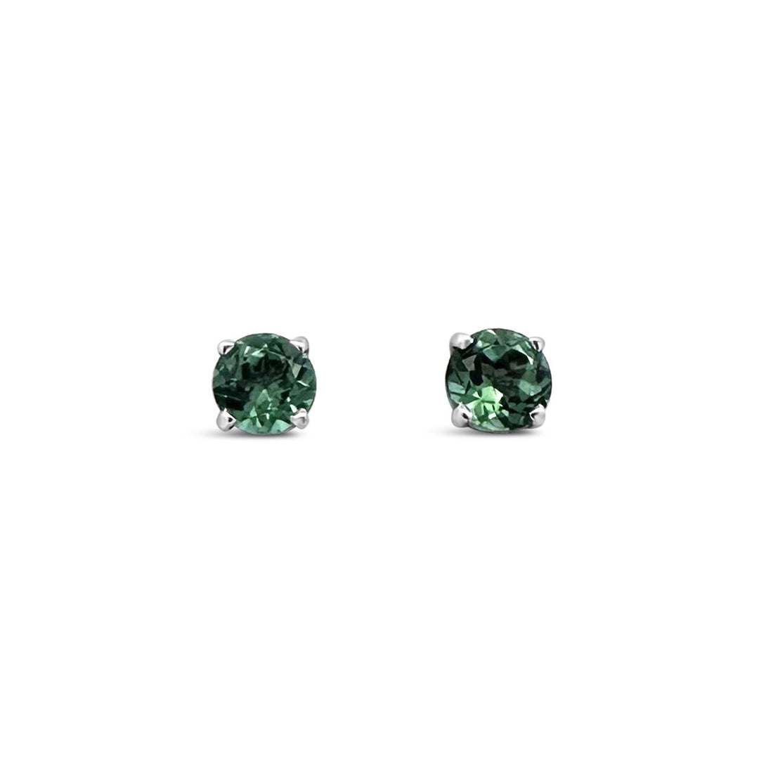 14K White Gold 1.06 Carat Green Tourmaline Earrings