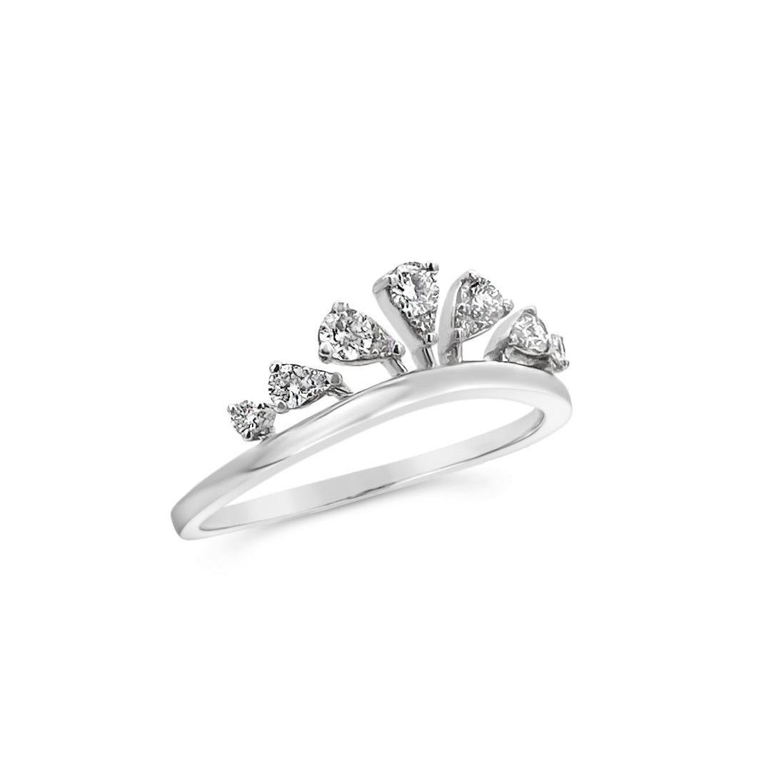 14K White Gold .26CTW Diamond Tiara Ring