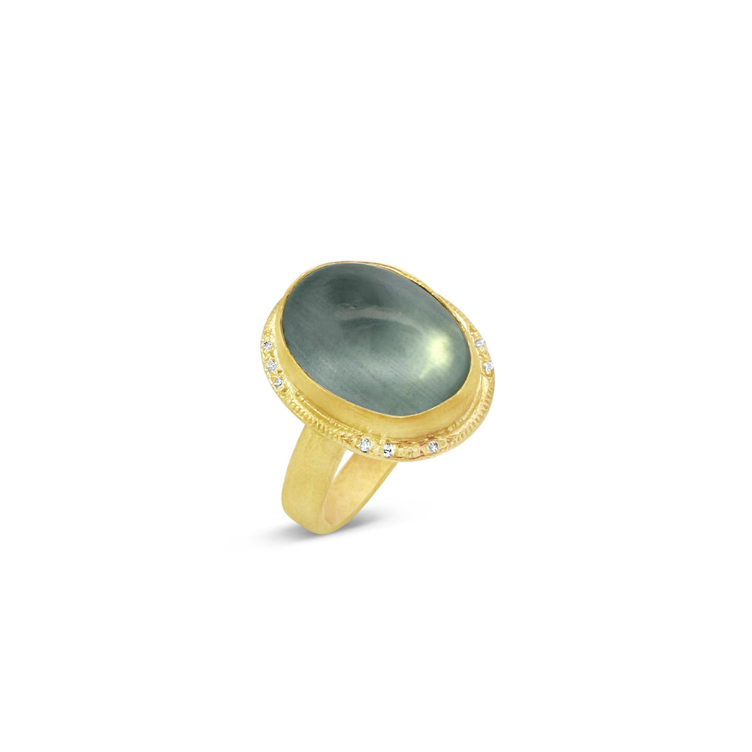 24K Yellow Gold 7.42ct Aquamarine Ring