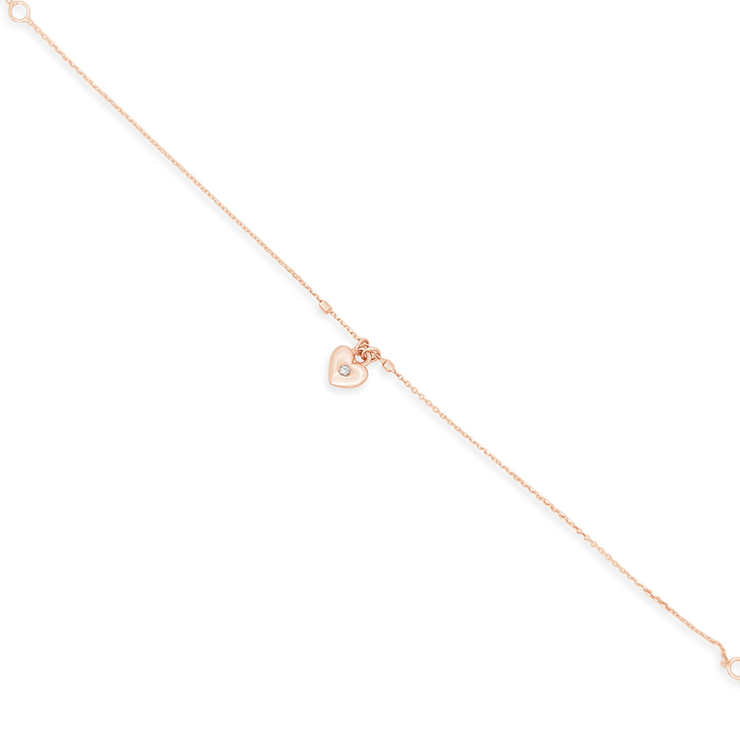 18K Rose Gold & .05 CT Diamond Love Heart Bracelet