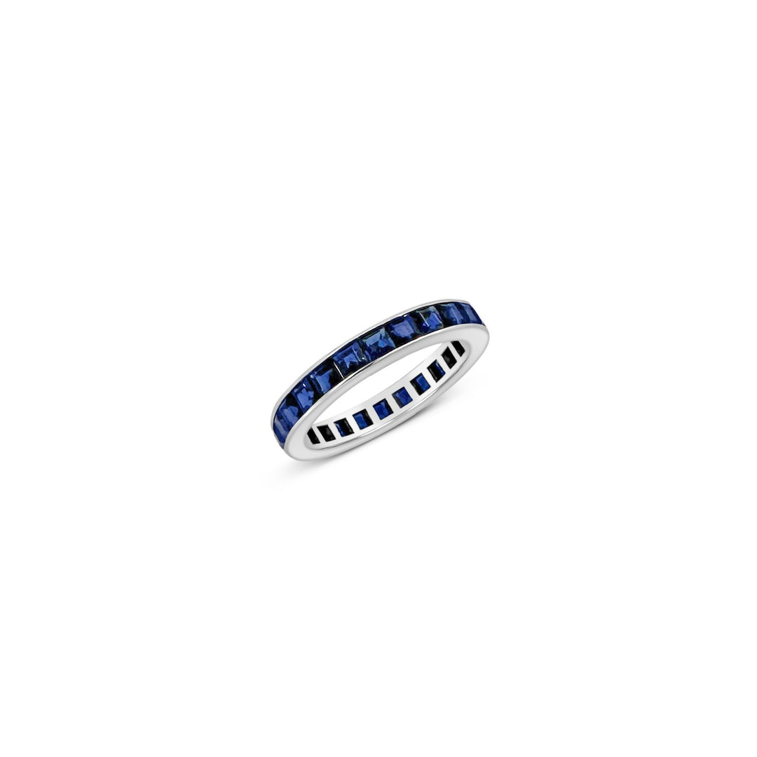 Platinum Sapphire 3.10ctw Estate Infinity Channel Band