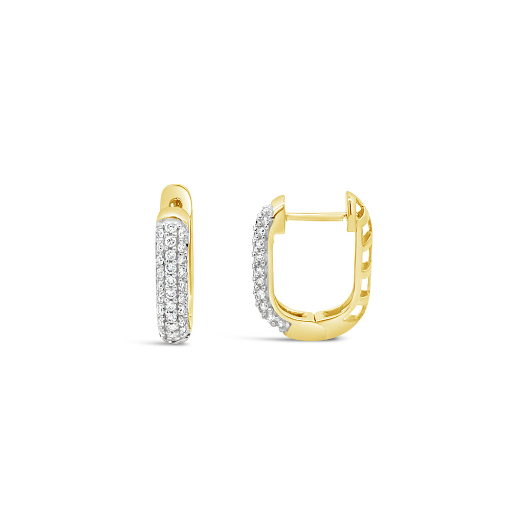 14K Yellow Gold Diamond Pavé Hoop Earrings