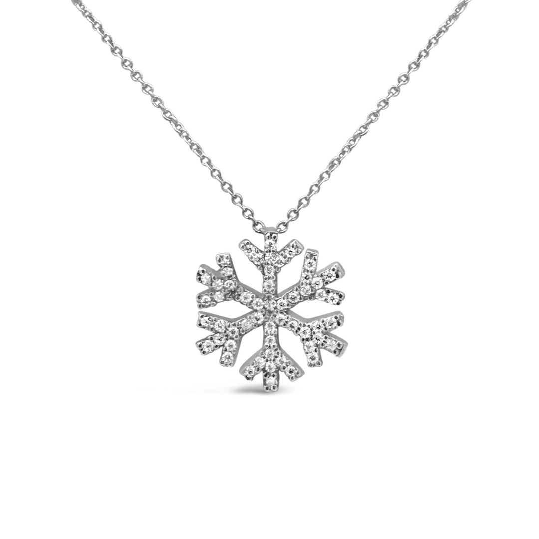 14K White Gold .32 Carat Diamond Snowflake Necklace
