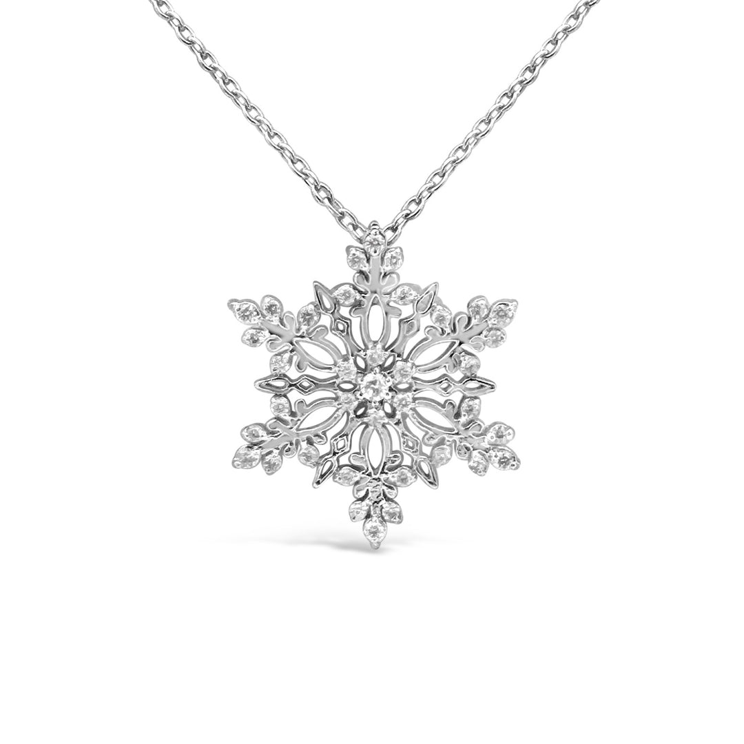 14K White Gold .37 Carat Diamond Snowflake Pendant
