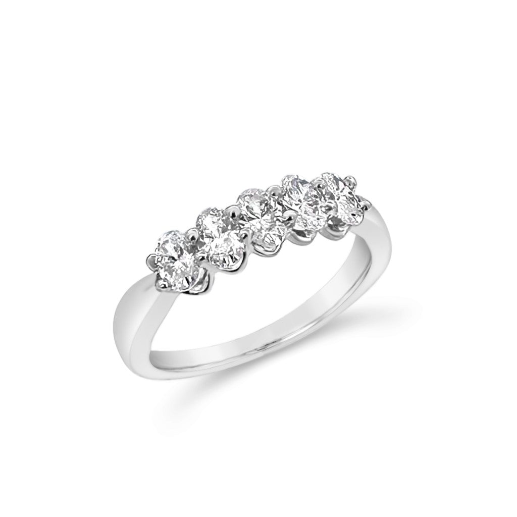14K White Gold 1.00CTW Diamond 5-Stone Band