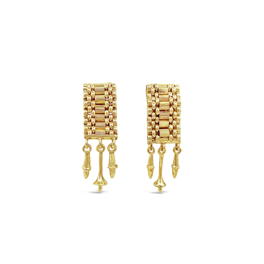 14K Yellow Gold F&F Felger Estate 1950s Mesh Earrings