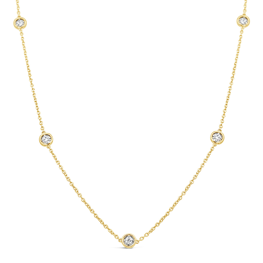 14K Yellow Gold Diamond Station Necklace – 2.60 CTW
