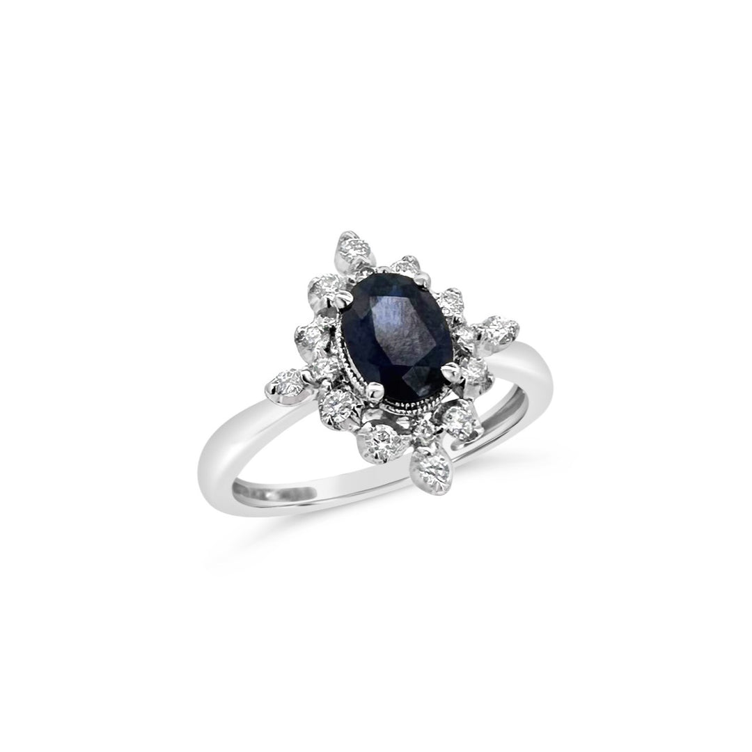 14K White Gold 1.00 CT Sapphire Ring