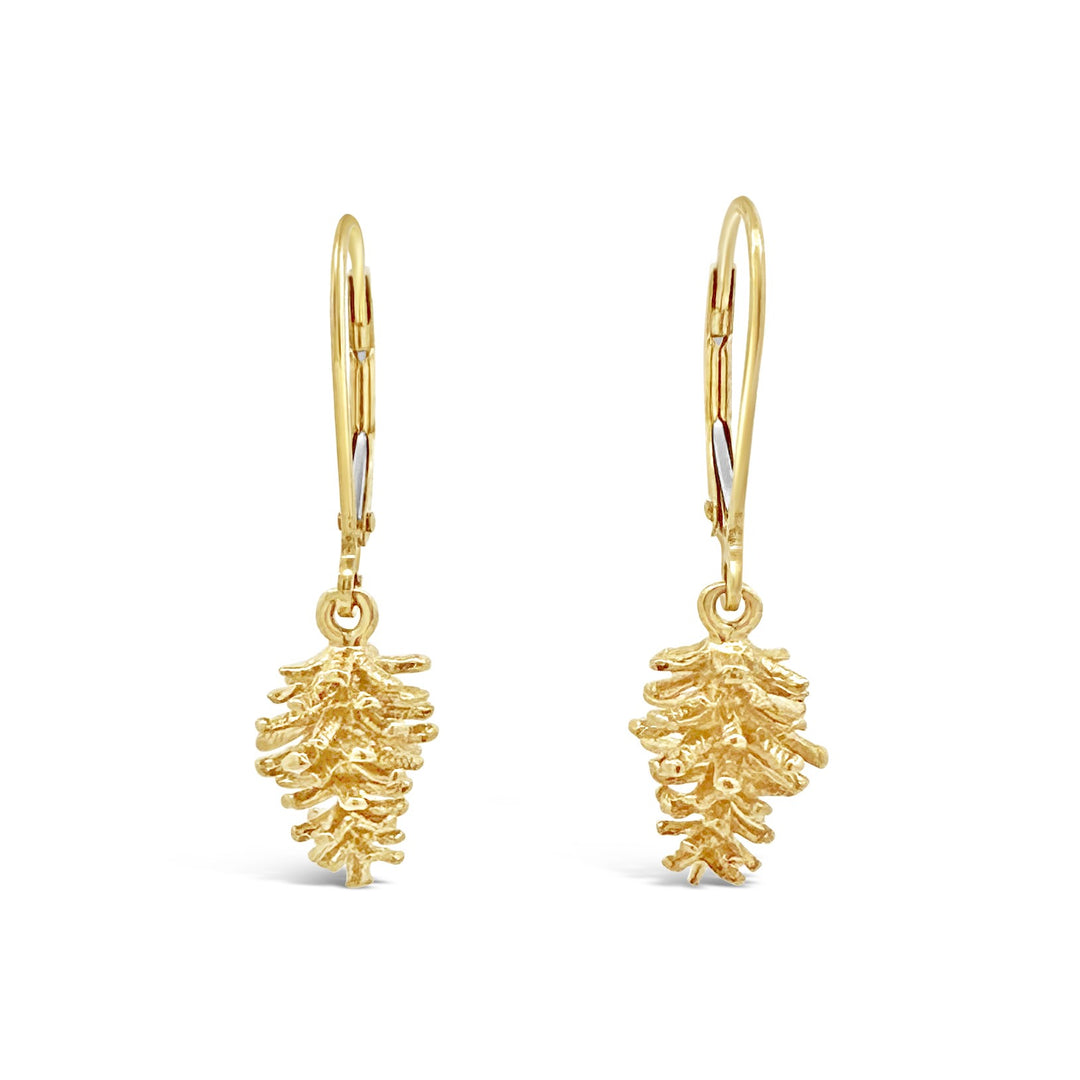 14K Yellow Gold Pinecone Dangle Earrings