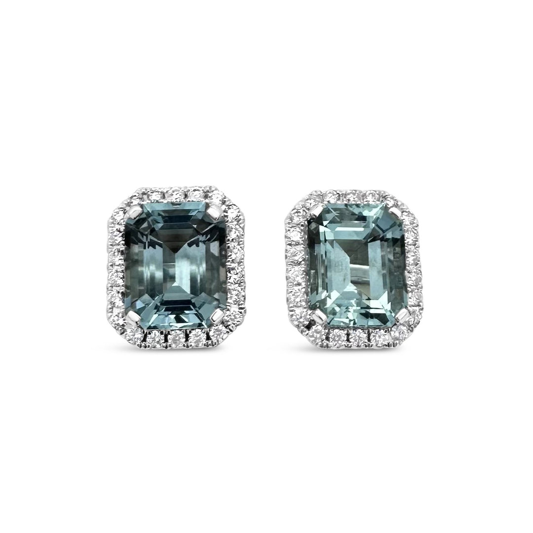 14K White Gold 6.23 CTW Aquamarine Earrings
