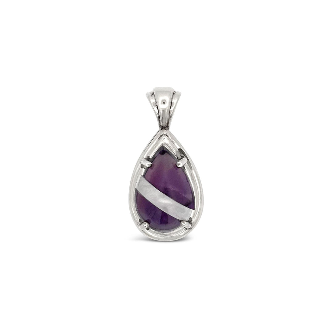 14K White Gold Amethyst and Mother of Pearl Estate Pendant