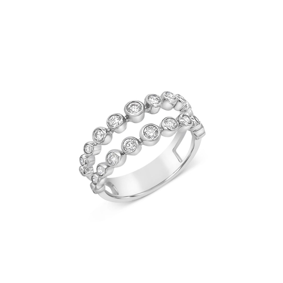 14K White Gold .52ctw Diamond Double-row Bubble Ring