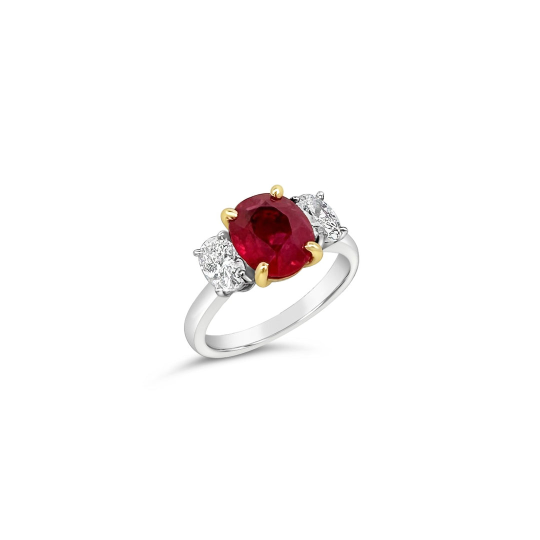 Platinum and 18K Yellow Gold 2.53ct Ruby and .77ctw Diamond Estate Ring