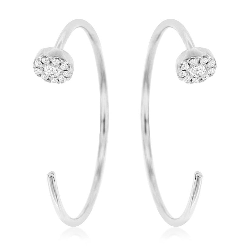 14K White Gold .20ctw Diamond Open Hoop