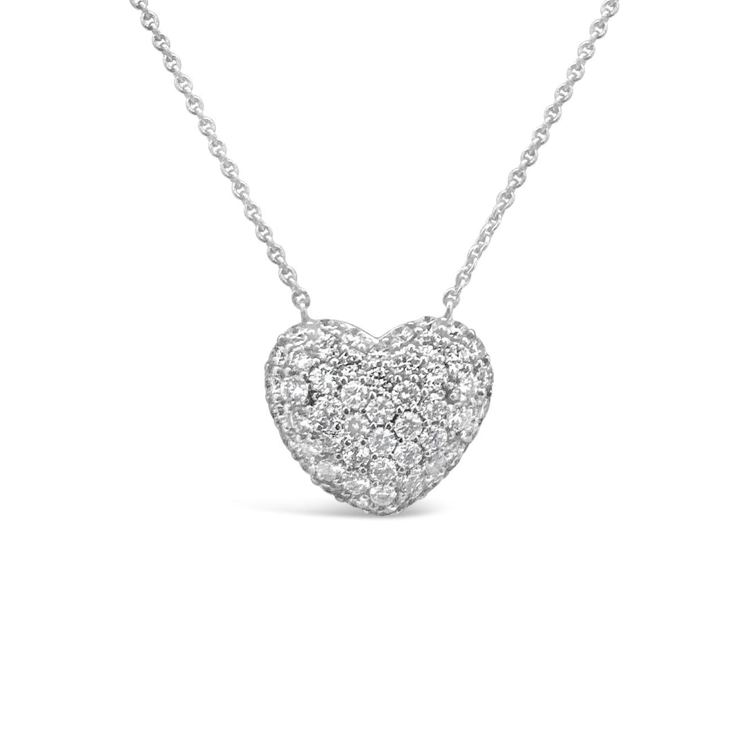 18K White Gold Diamond Pavé Heart Necklace