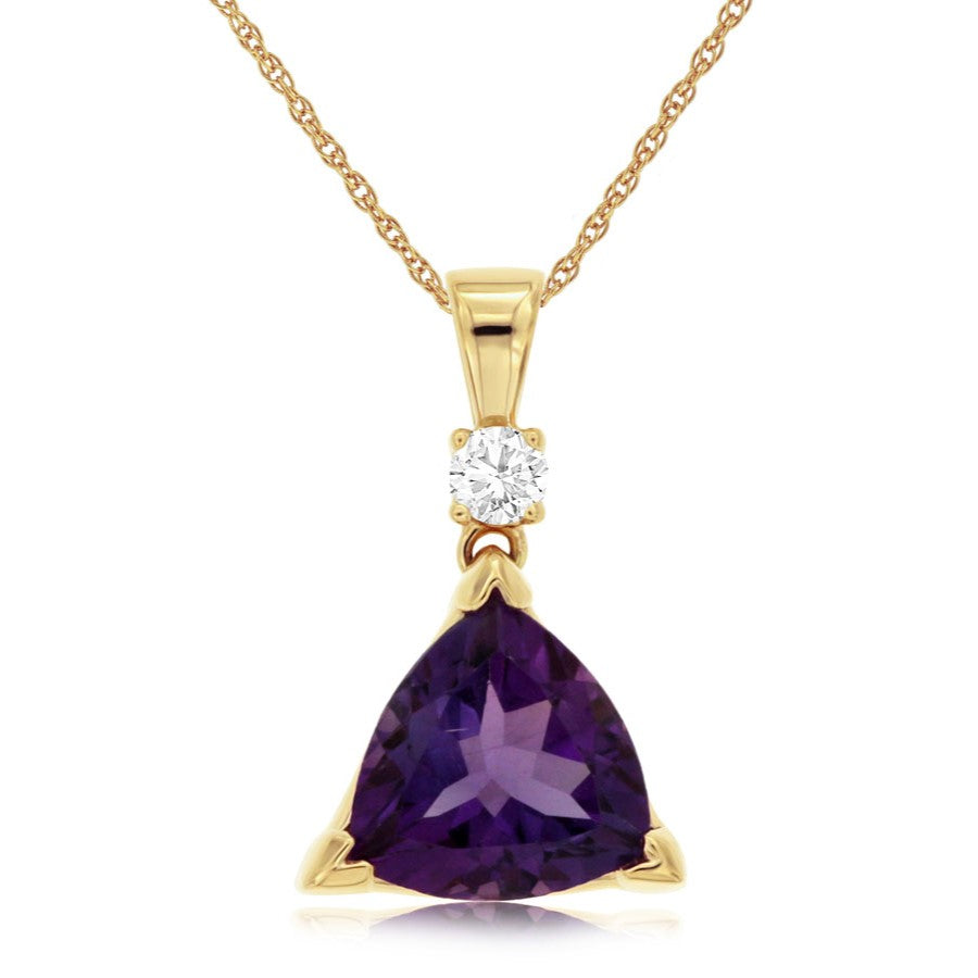 14K Yellow Gold 2.00 CT Amethyst Necklace