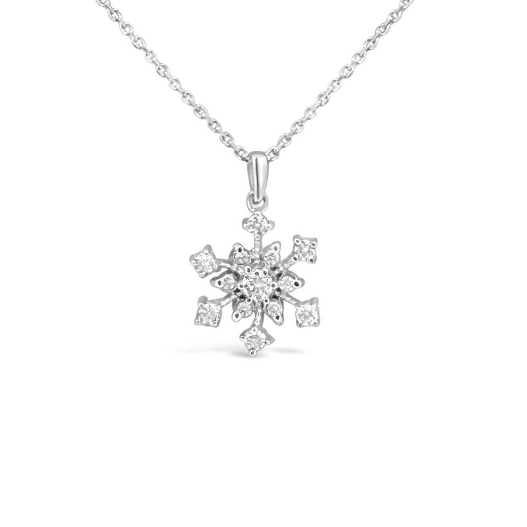 14K White Gold .30 Carat Diamond Snowflake Pendant