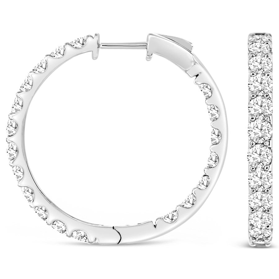 14K White Gold 5.00ctw Diamond Hoop Earrings