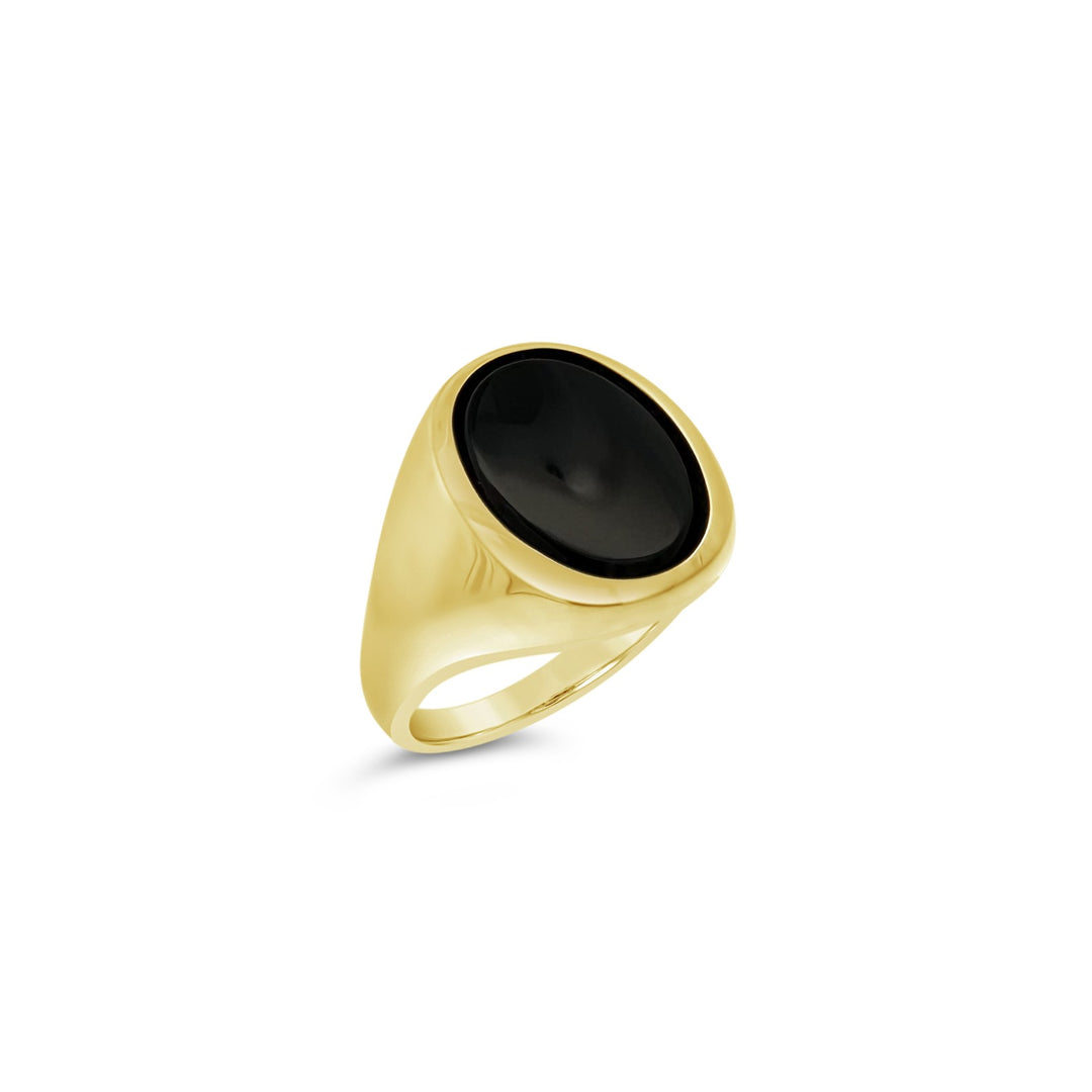 14K Yellow Gold Onyx Mens Estate Ring