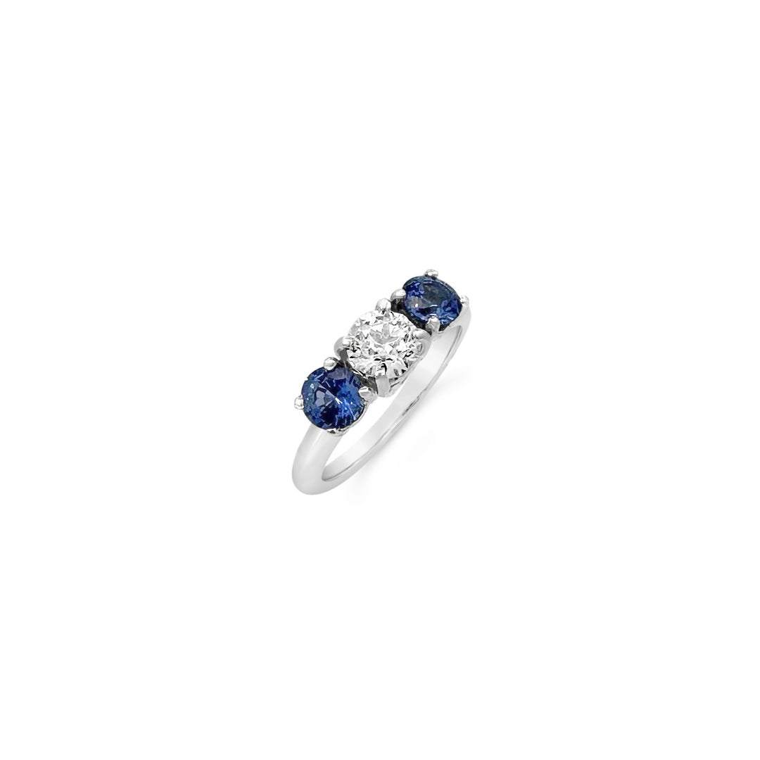 Platinum 1.15ctw Sapphire and .70ct Old European Diamond NTF Design