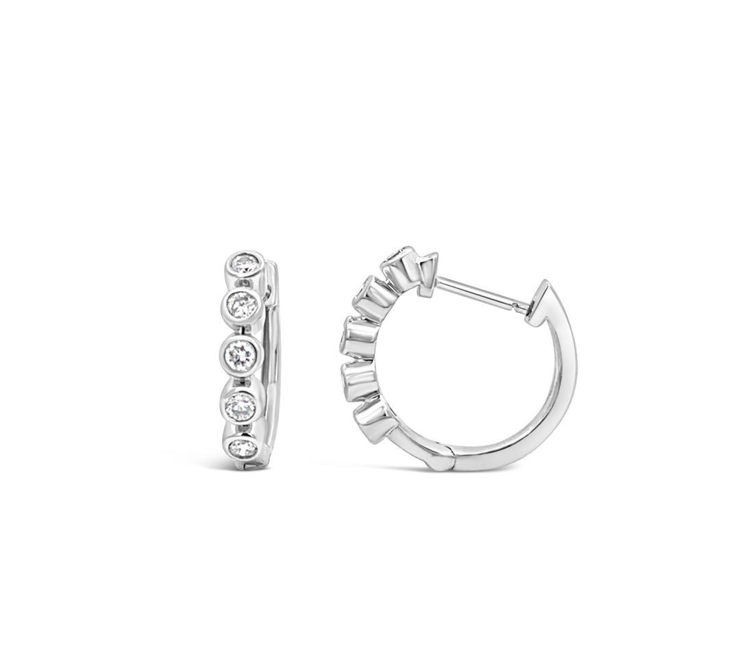 14K White Gold 0.33 CT Diamond Hoop Earrings – 14mm