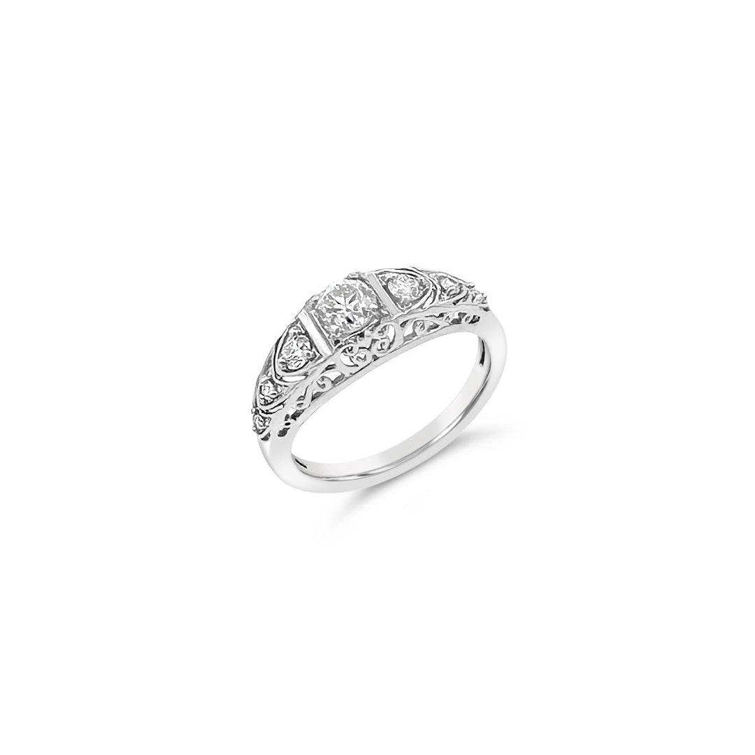 Platinum .31 Carat Old European Cut Diamond Engagement Ring