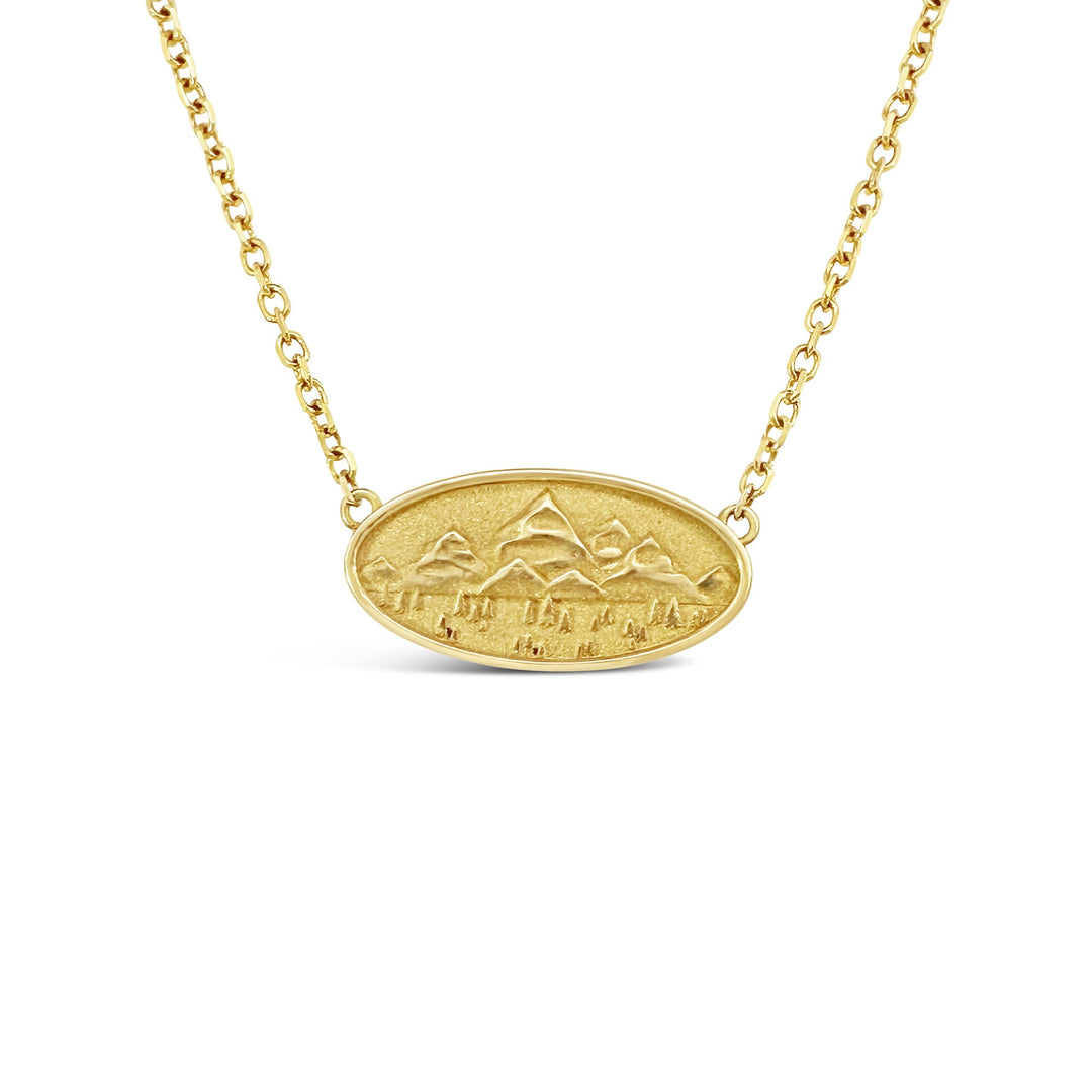 14K Yellow Gold NTF Custom Design Mountain Necklace