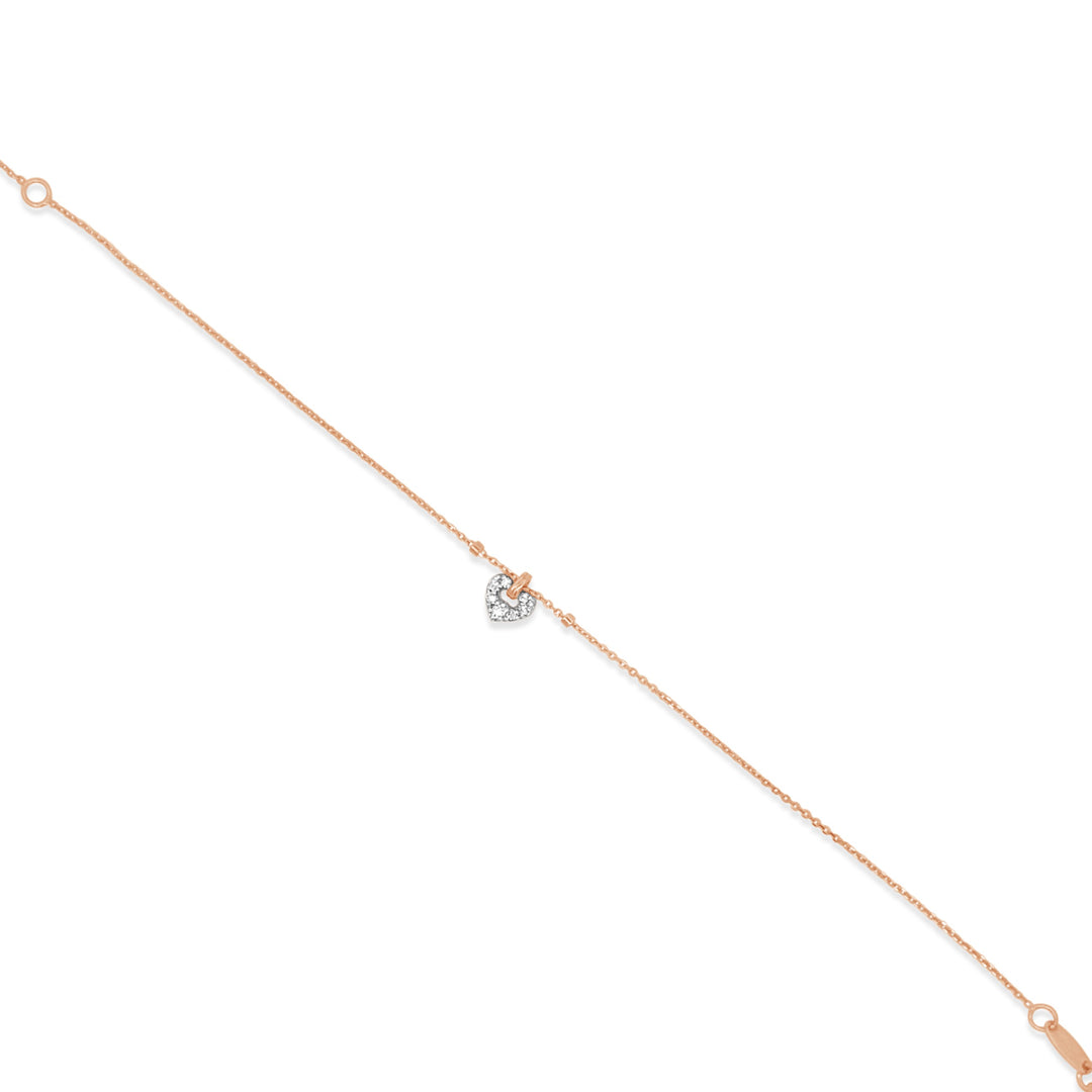 18K Rose Gold & .05CT Diamond Love Heart Bracelet