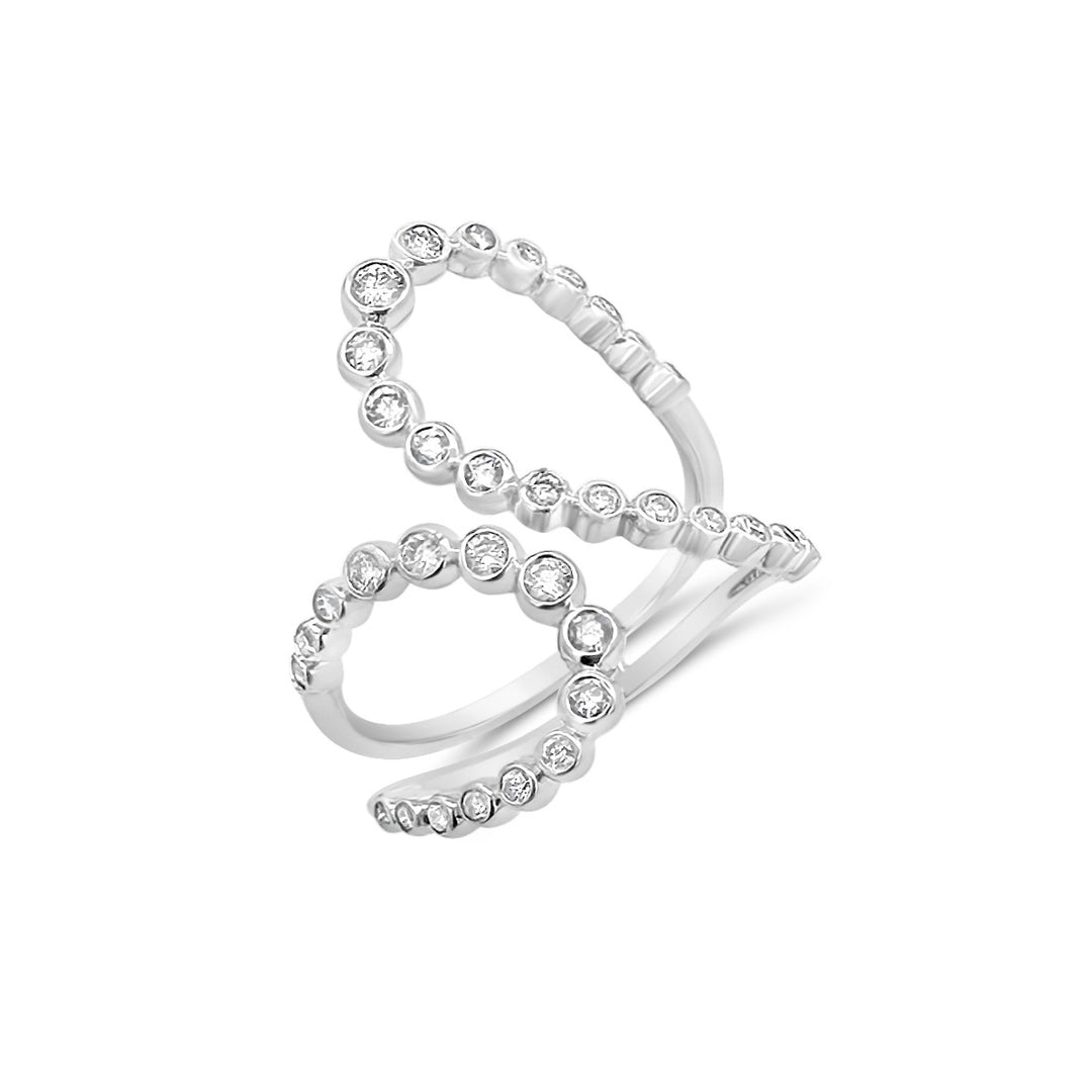 14K White Gold .50ctw Diamond Bubble Wave Ring