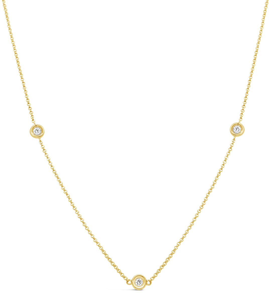 14K Yellow Gold Bezel-Set Diamond Station Necklace – 0.30 CTW (G-H, VS2-SI1)