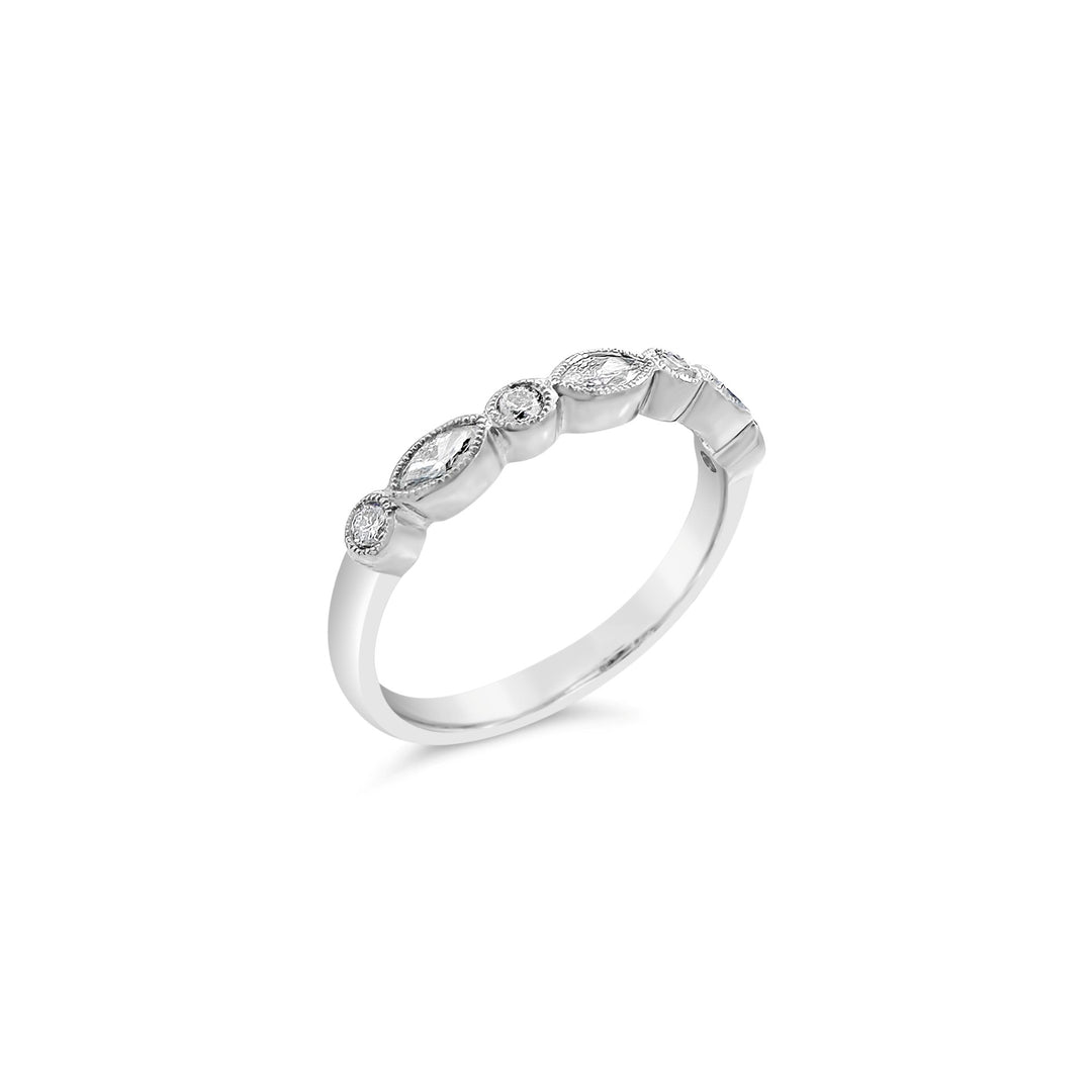 18K White Gold .44 CTW Diamond Vintage Marquise Motif Ring