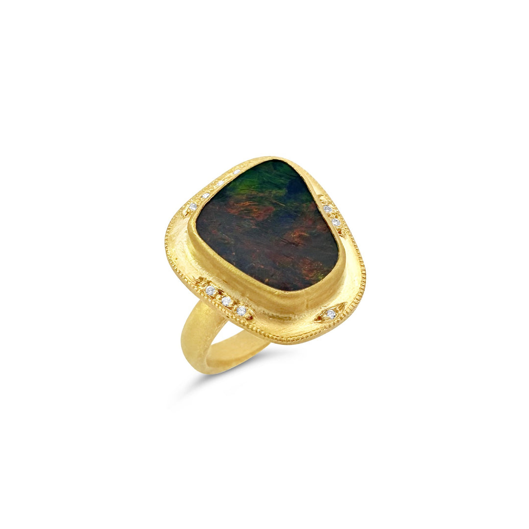 24K Yellow Gold 3.18ct Opal Ring
