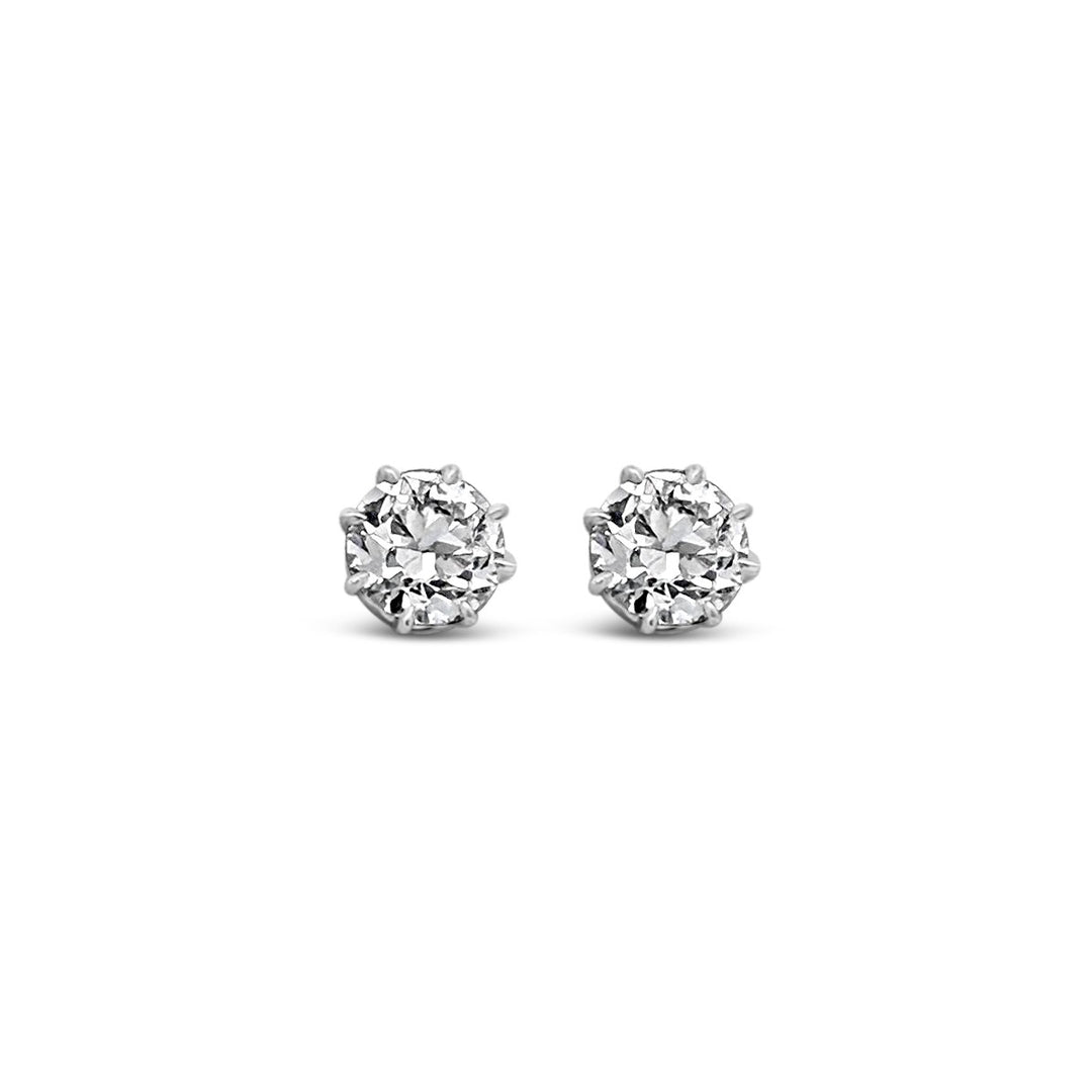18K & Platinum 3.06 Carat Diamond Stud Earrings