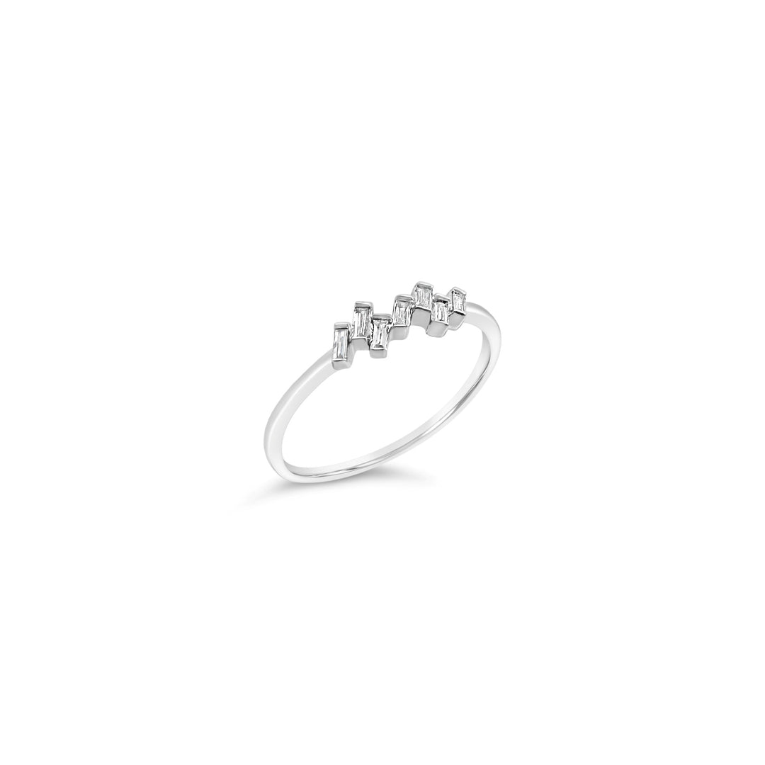 14K White Gold .10 CTW Diamond Baguette Stackable Band