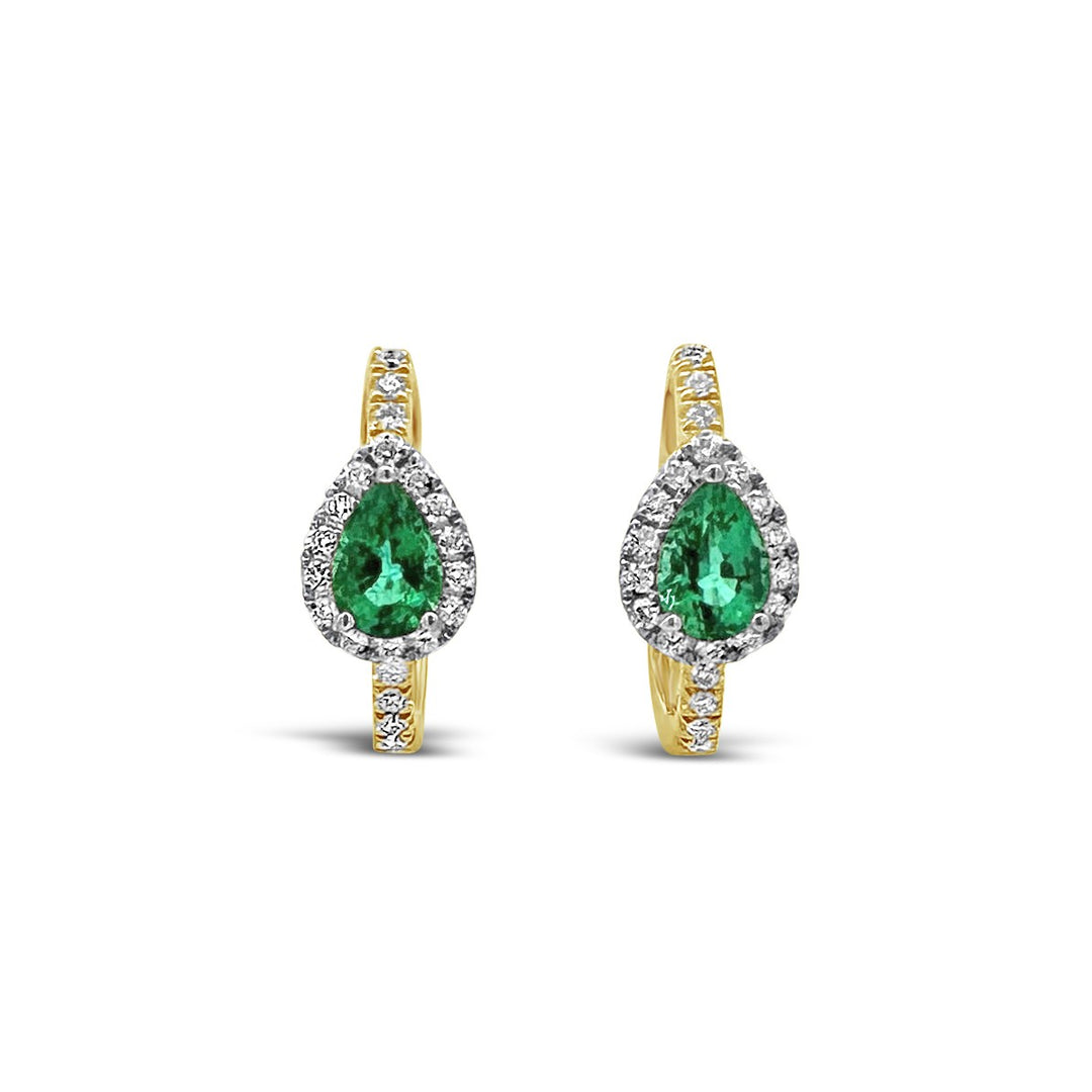 14K Yellow Gold .86 Carat Emerald Earrings