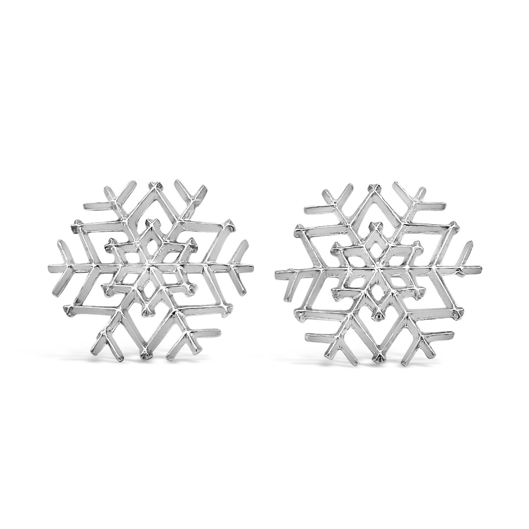 14K White Gold Snowflake Earrings