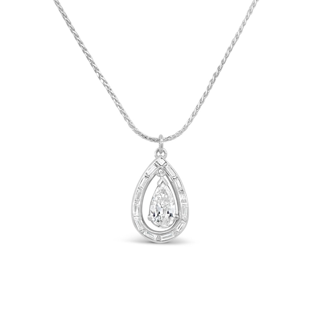 Platinum 1.25ct Diamond Suspended Estate Pendant