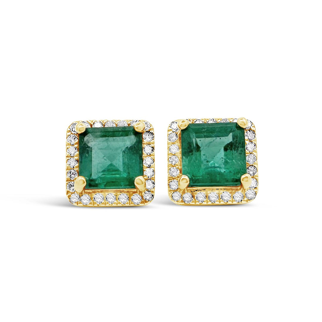 14K Yellow Gold 5.76 Carat Emerald Earrings