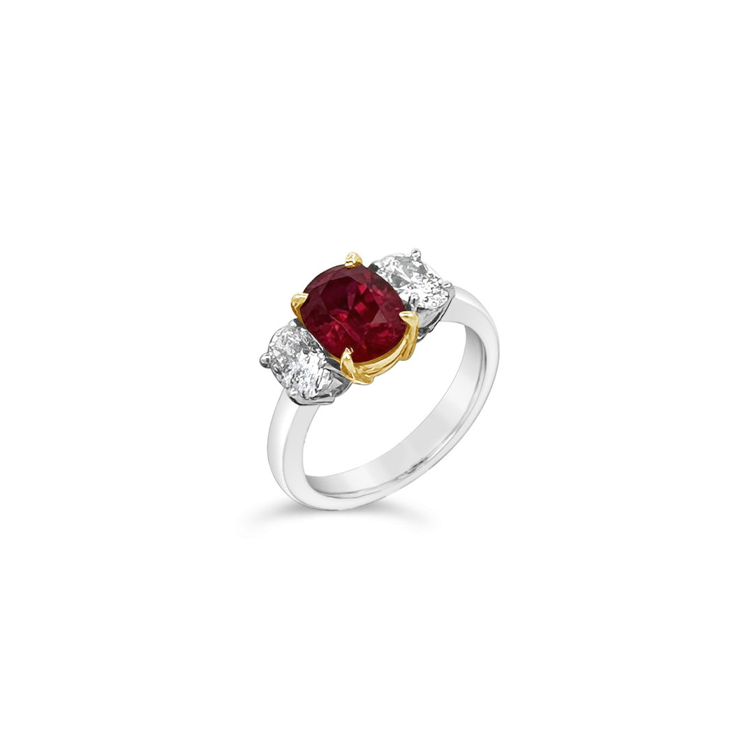Platinum and 18K Yellow Gold 2.37ct Ruby and .96ctw Diamond Estate Ring