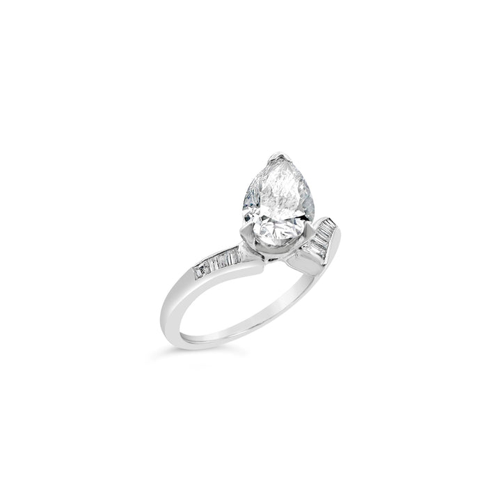 14K White Gold 1.09 CT Pear Diamond Ring