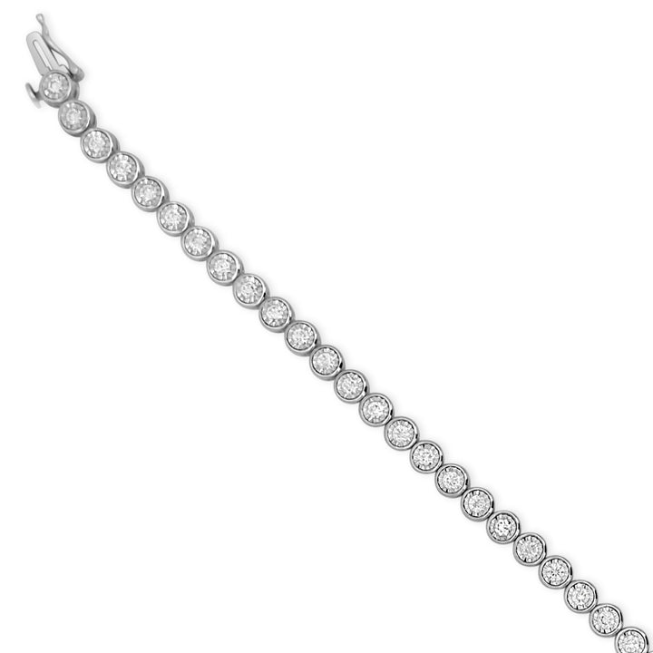 14K White Gold 2.00ctw Diamond Bezel Bracelet