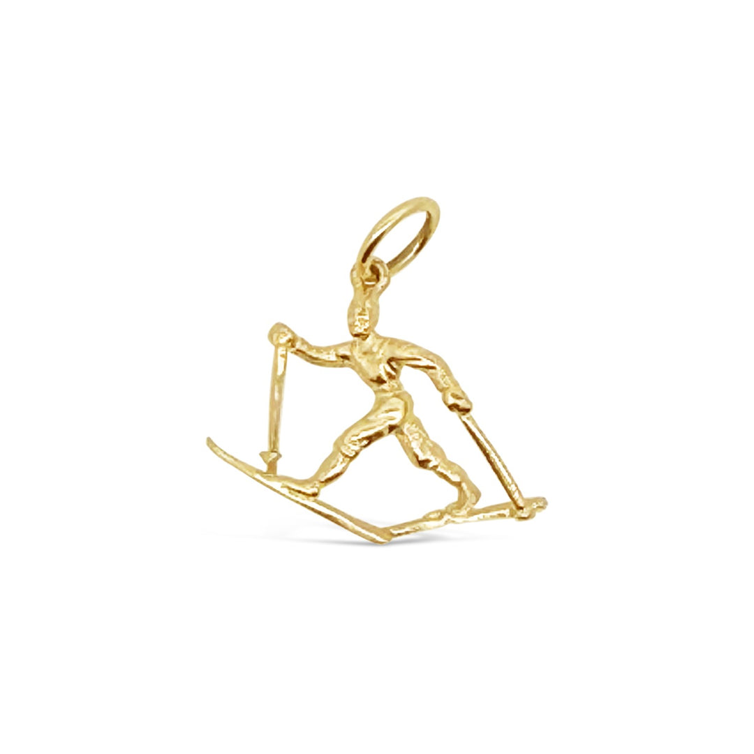 14K Yellow Gold Cross-Country Ski Charm
